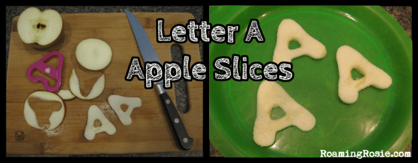 Letter A Apple Slices {Alphabet Activities at RoamingRosie.com}