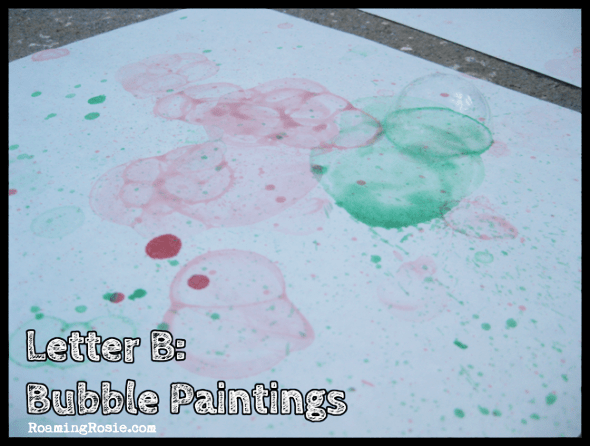 B is for Bubble Painting {Alphabet Activities at RoamingRosie.com}