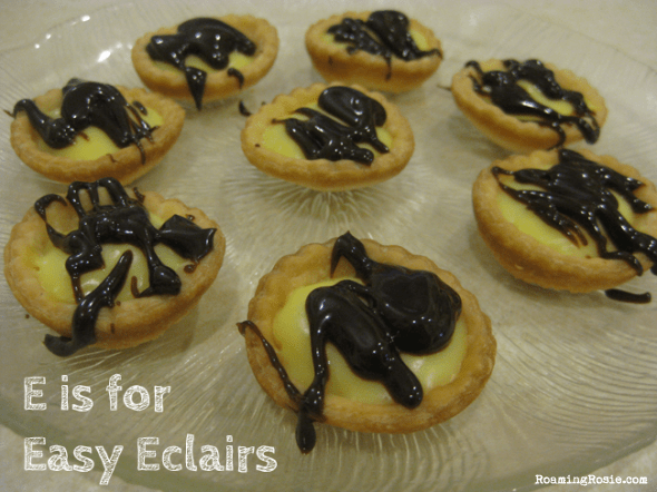 E is for Easy Eclairs {Alphabet Activities at RoamingRosie.com}