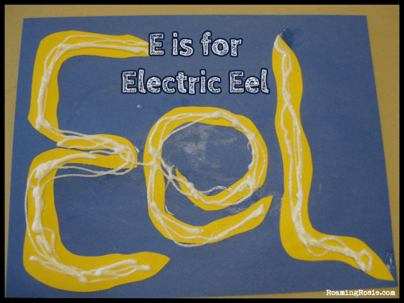 E is for Electric Eels {Alphabet Activities at RoamingRosie.com}