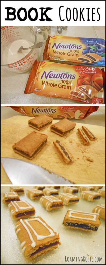 Easy {No Bake} Book Shaped Cookies at RoamingRosie.com