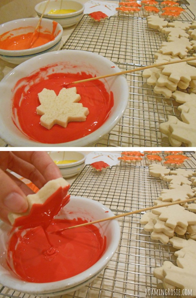 Soft Iced Sugar Cutout Cookie Leaves 
