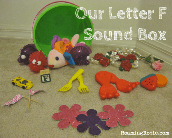 F is for Letter F Sound Box {Alphabet Activities at RoamingRosie.com} 