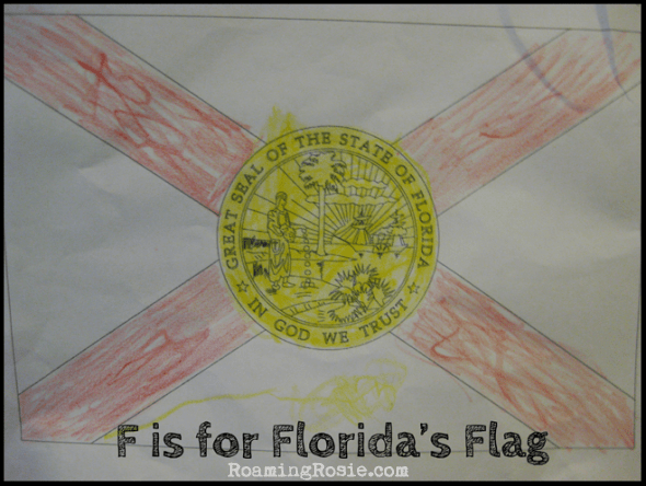 F is for Florida's Flag  {Alphabet Activities at RoamingRosie.com} 