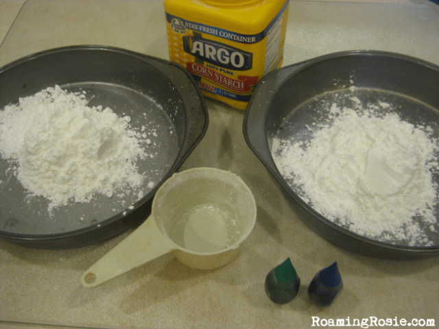 Cornstarch Paint  {Alphabet Activities at RoamingRosie.com} 