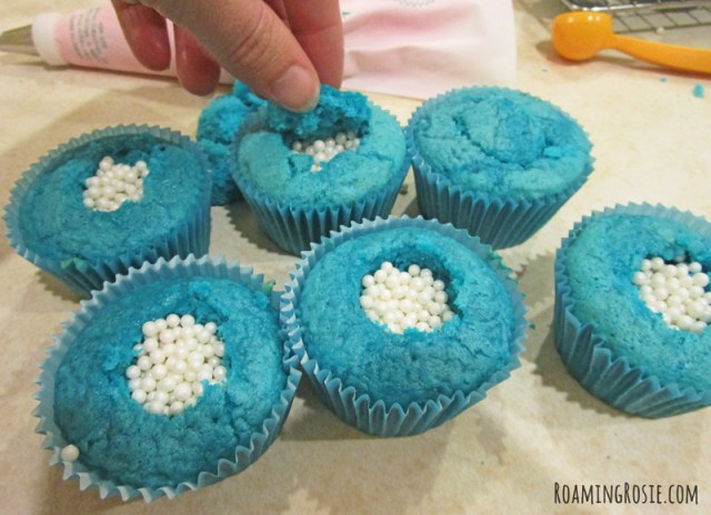 April Showers Sprinkle Surprise Raining Cupcakes from Roaming Rosie