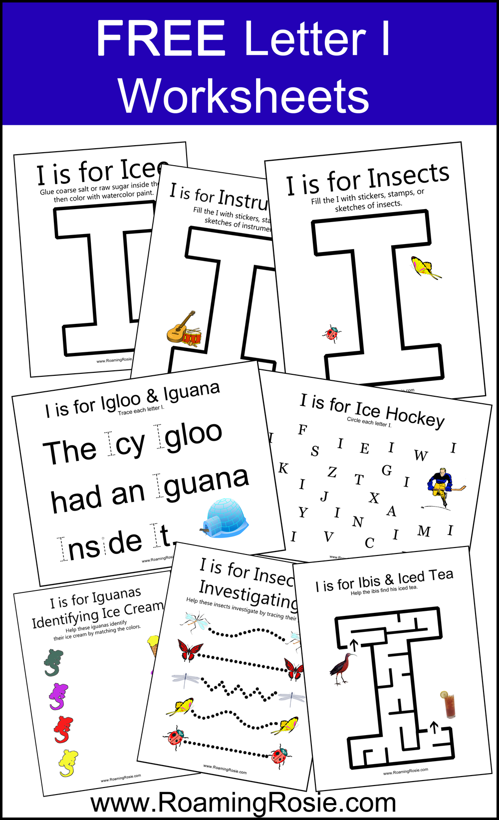 Letter I Day Alphabet Activities Free Printable Worksheets from Roaming Rosie