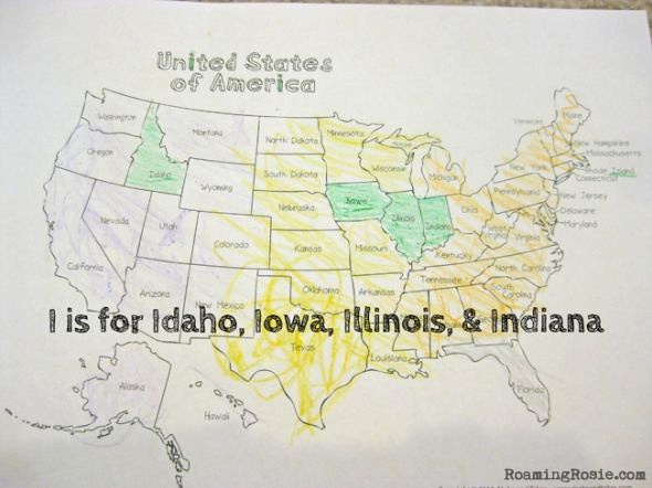 Letter I States Alphabet Activities with Roaming Rosie