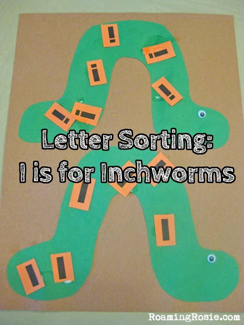 Letter Sorting I is for Inchworm Alphabet Activities with Roaming Rosie